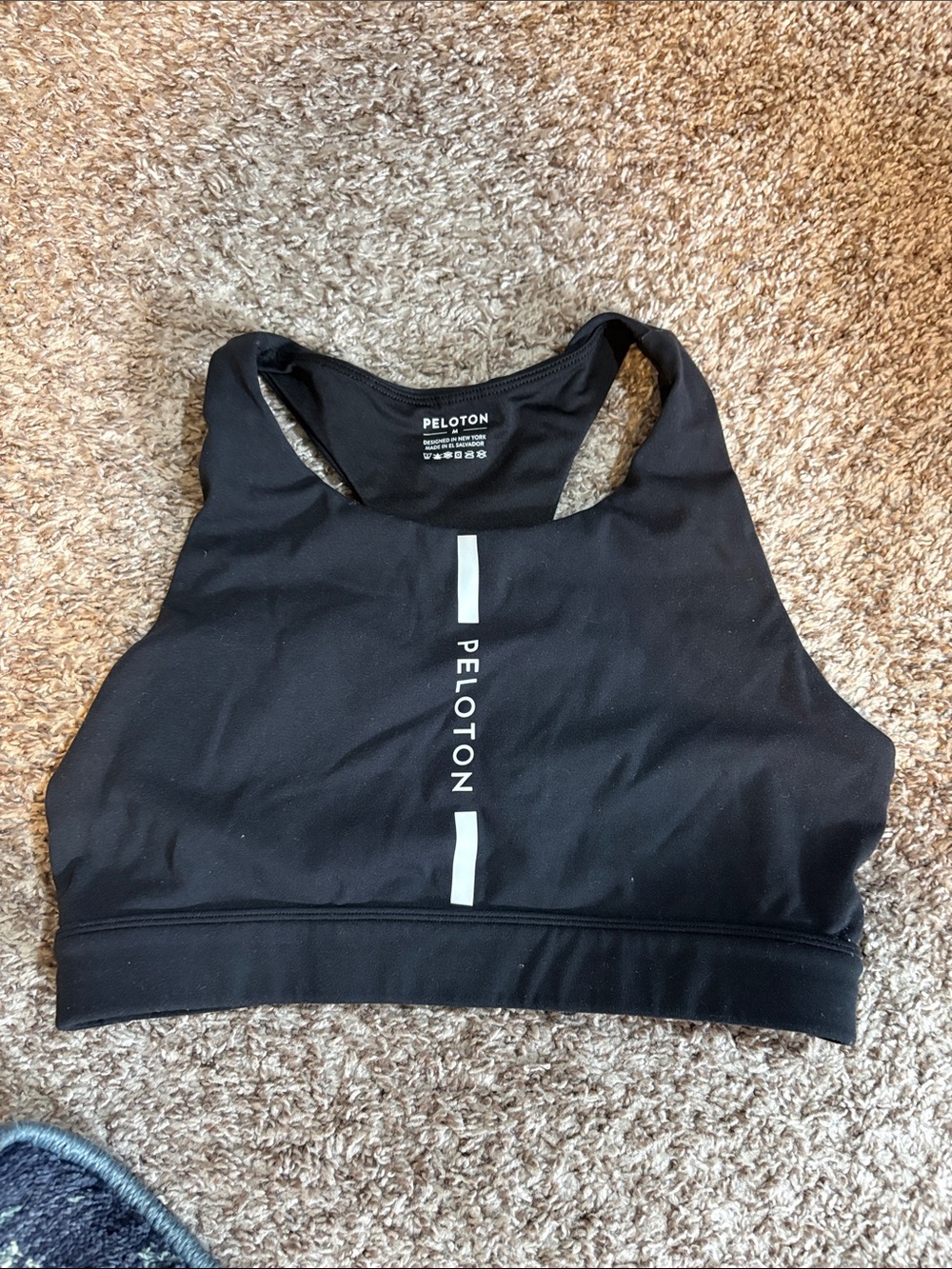 Peloton Black High-Neck Racerback Sports Bra with Center Logo